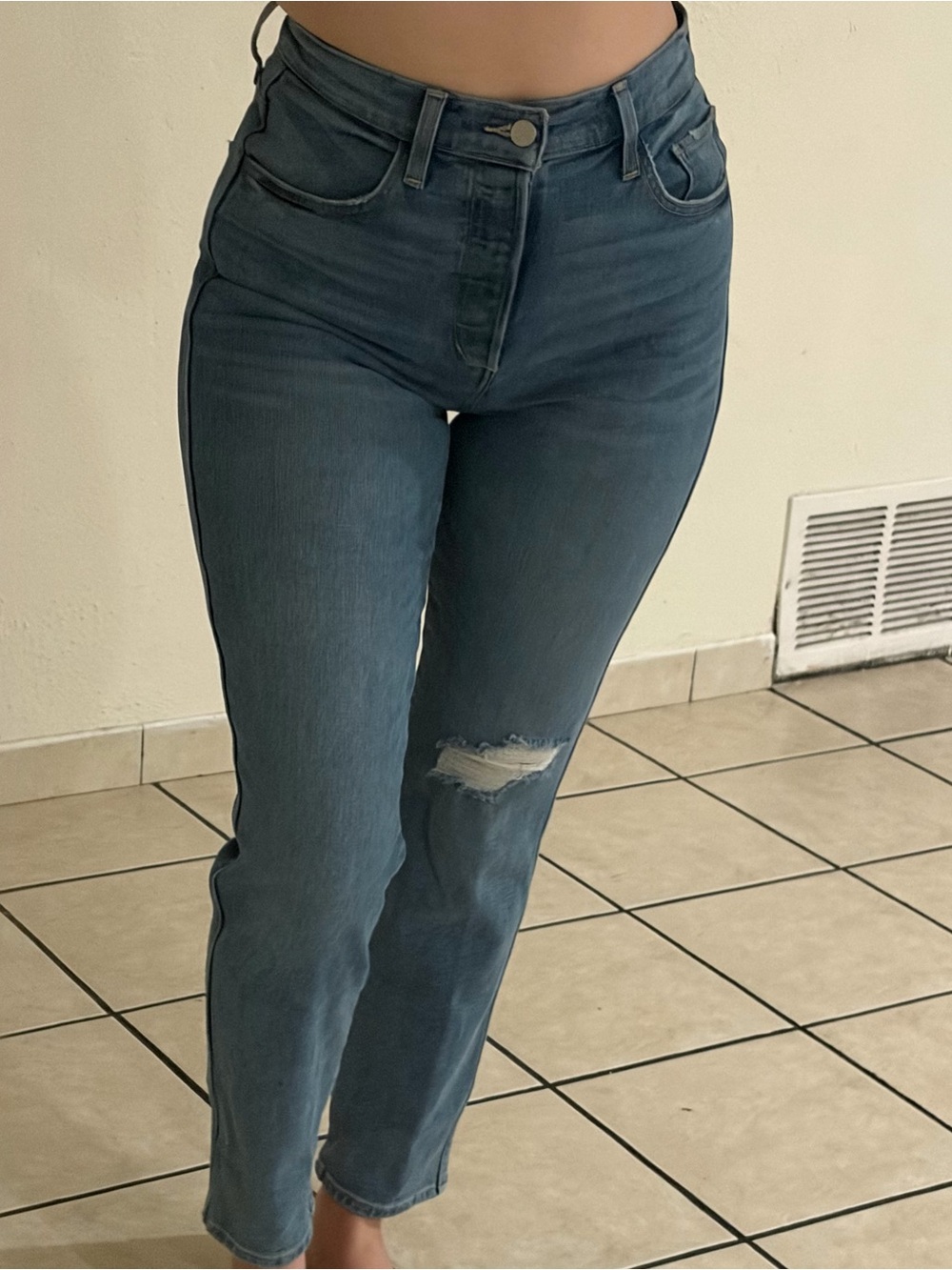Joe's Jeans Straight-Leg Blue Distressed Women's Jeans